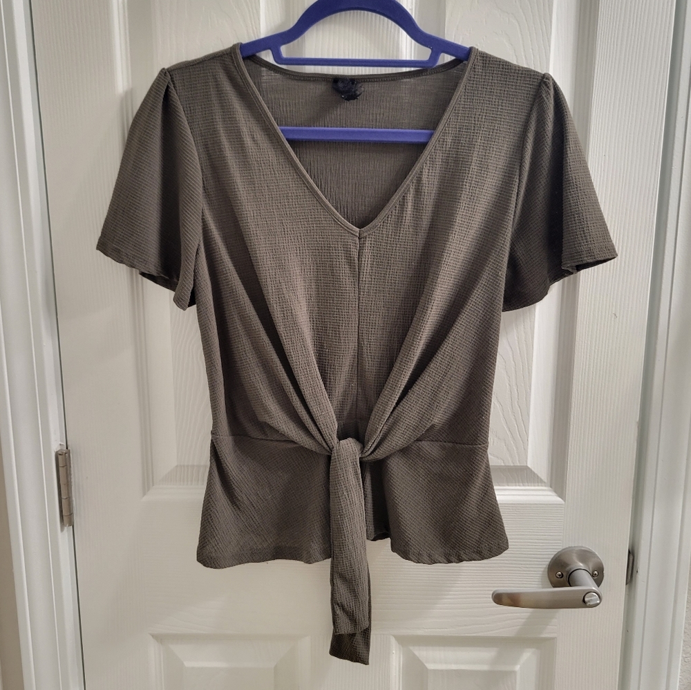 This & More Olive Peplum Top